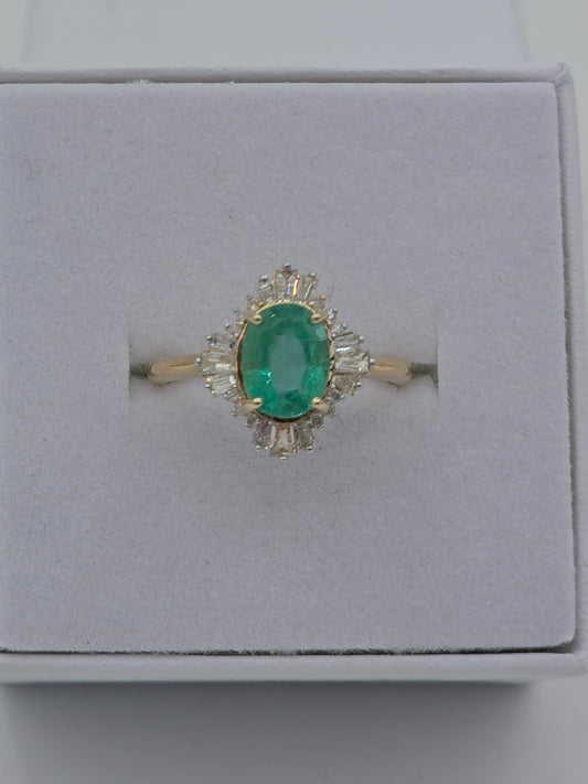 The Emerald Halo | 14ct Yellow Gold, Emerald & Diamond Ring