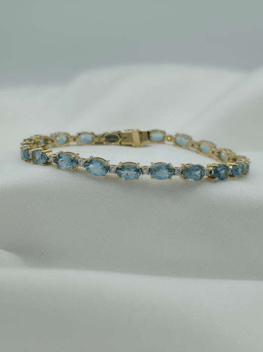 The Aquamarine Riviera | 14ct Yellow Gold, Aquamarine & Diamond Bracelet