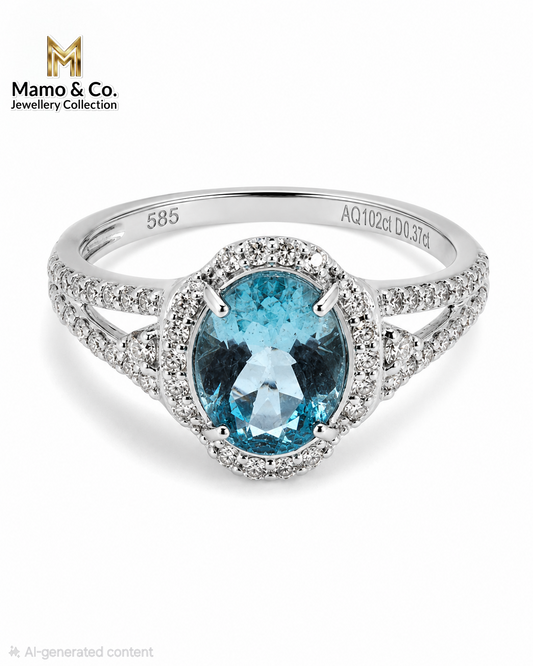 The Santa Maria Aquamarine Halo Ring