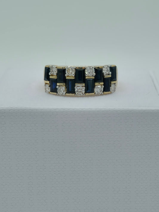 The Sapphire Mosaic | 14ct Yellow Gold, Blue Sapphire & Diamond Ring