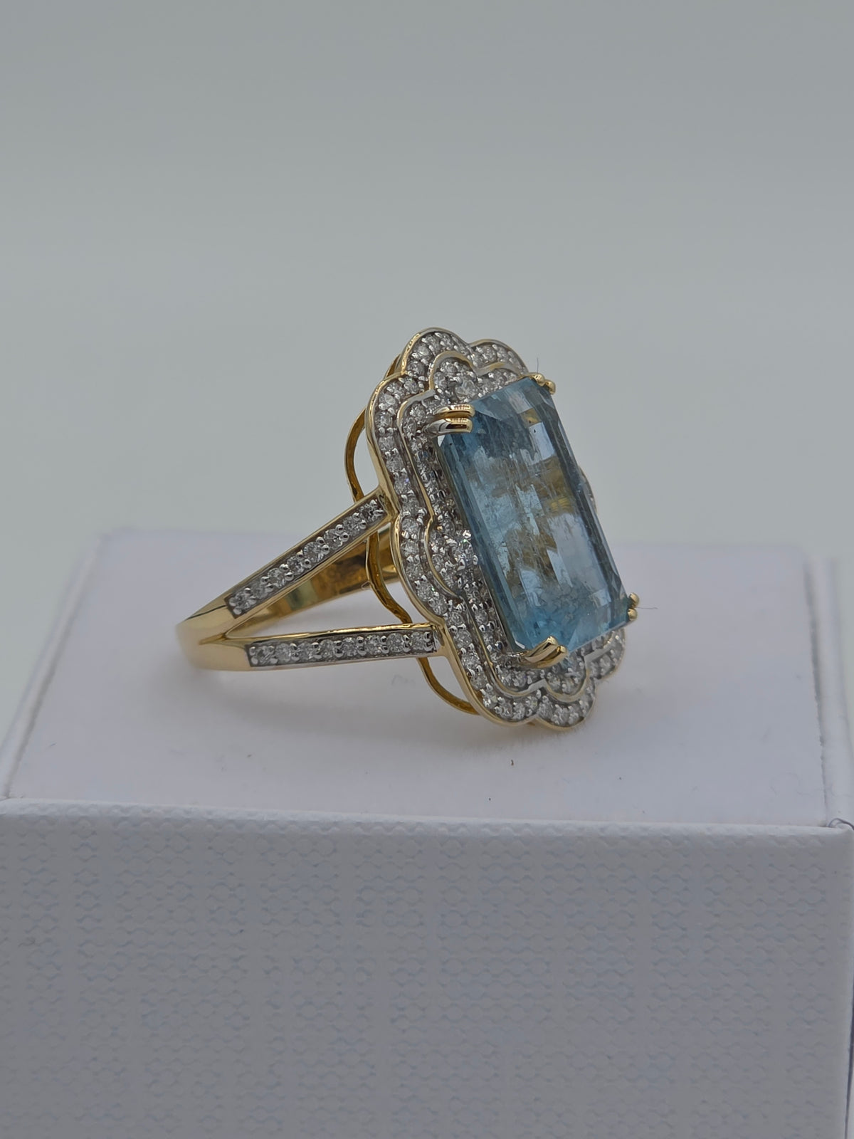 The Aquamarine Empress | 14ct Yellow Gold, Aquamarine & Diamond Ring