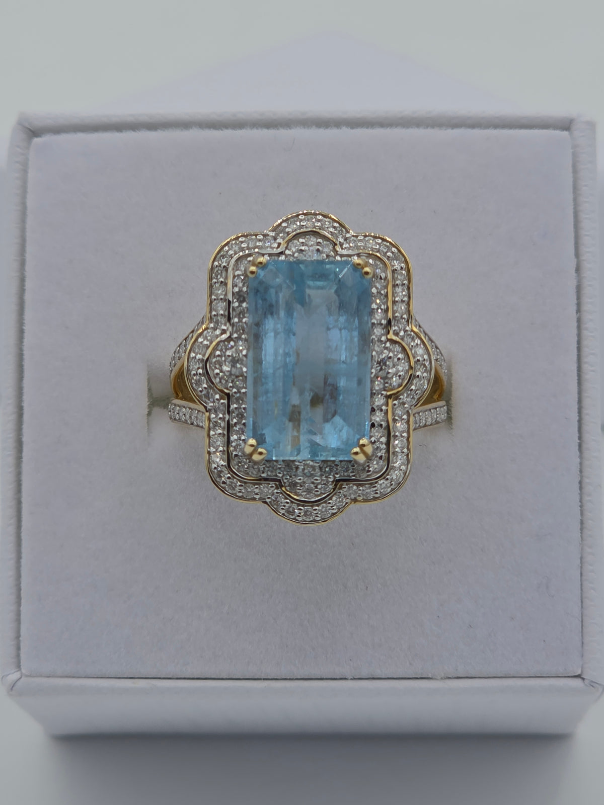 The Aquamarine Empress | 14ct Yellow Gold, Aquamarine & Diamond Ring