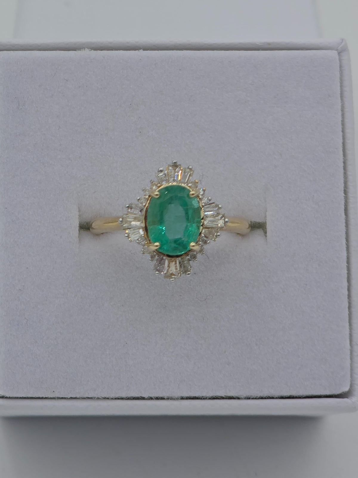 The Emerald Halo | 14ct Yellow Gold, Emerald & Diamond Ring