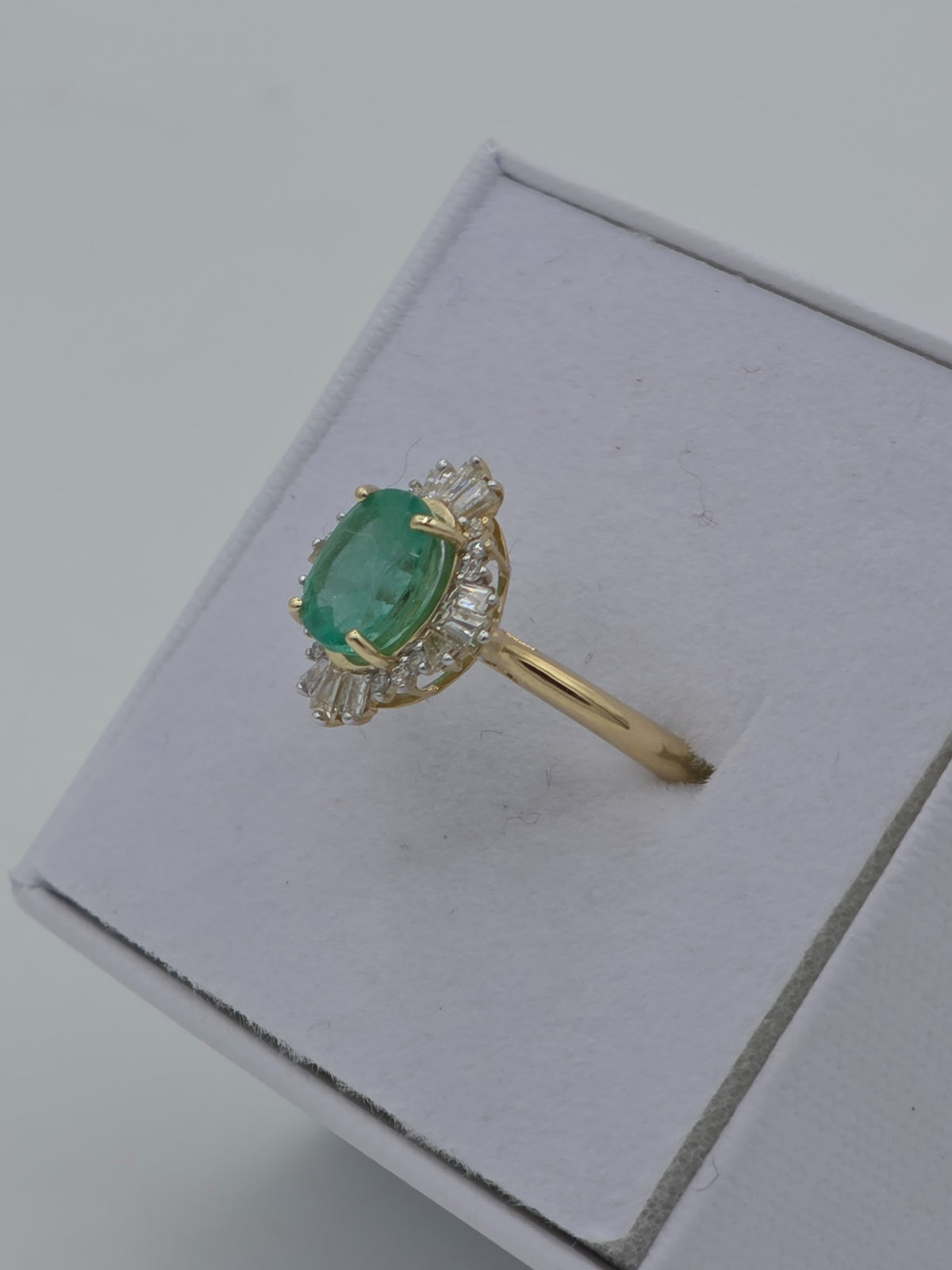 The Emerald Halo | 14ct Yellow Gold, Emerald & Diamond Ring