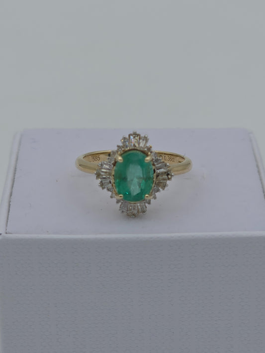 The Emerald Halo | 14ct Yellow Gold, Emerald & Diamond Ring