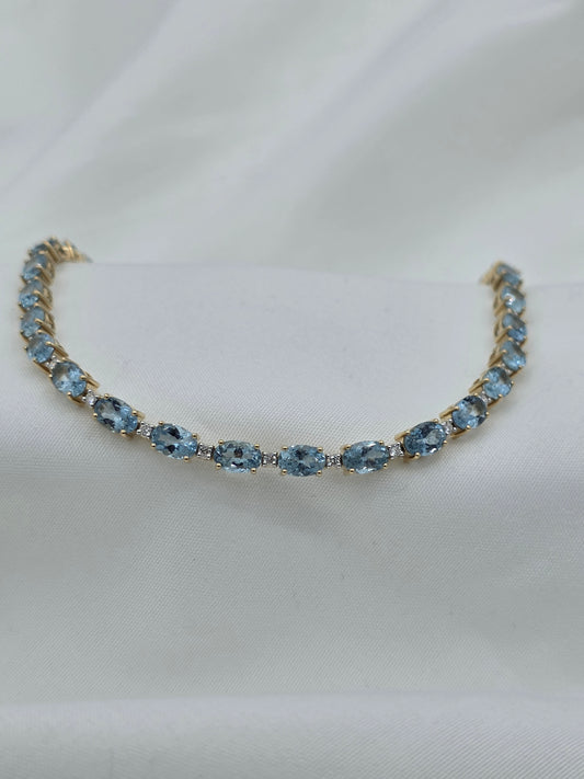 The Aquamarine Riviera | 14ct Yellow Gold, Aquamarine & Diamond Bracelet