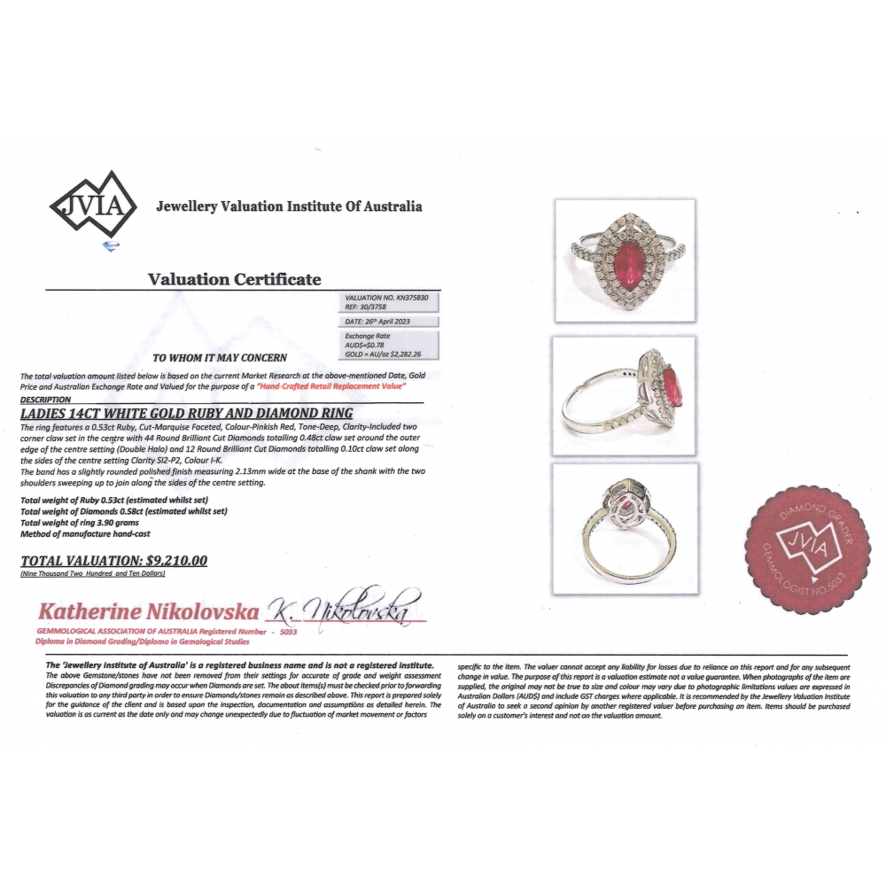 Sold - The Ruby Marquise Halo | Enquire for Similar