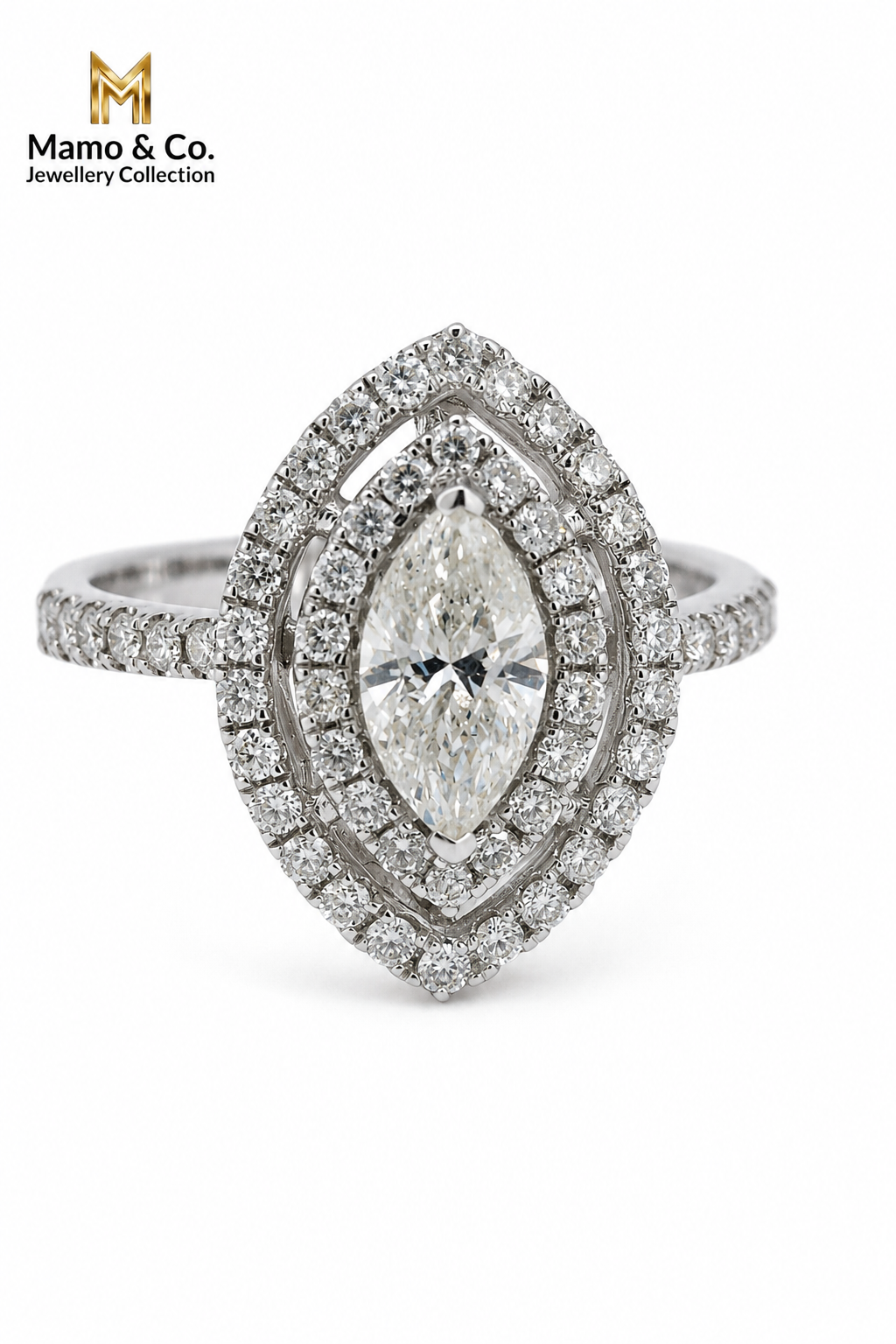 The Marquise Diamond Double Halo Ring