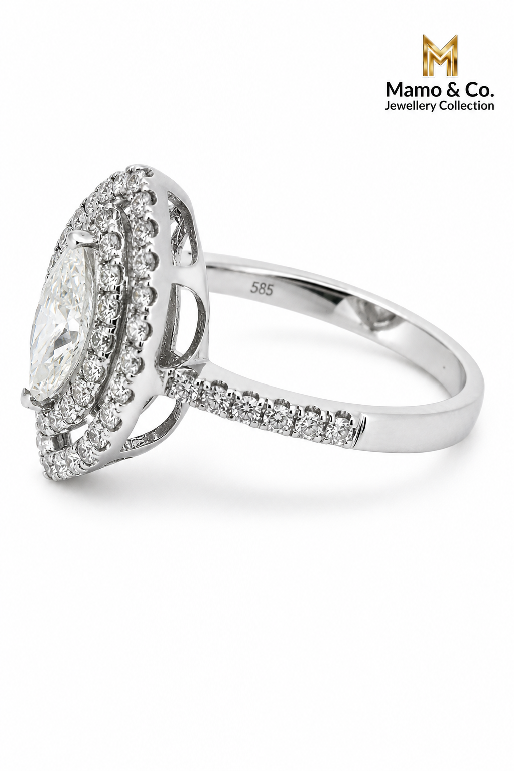 The Marquise Diamond Double Halo Ring