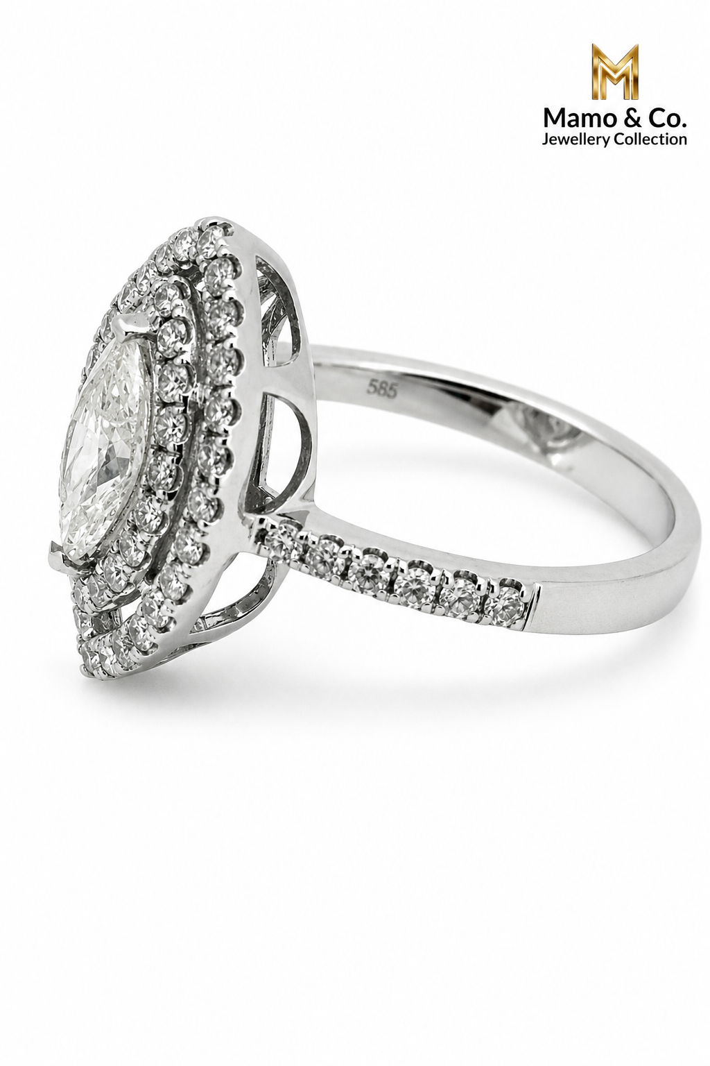 The Marquise Diamond Double Halo Ring
