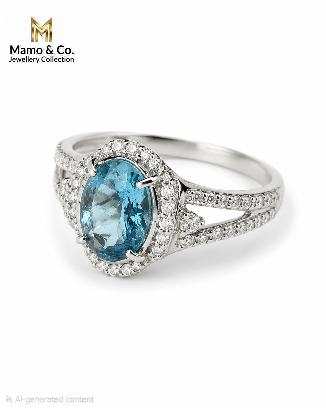 The Santa Maria Aquamarine Halo Ring