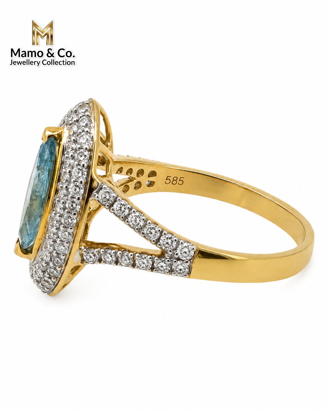 The Marquise Aquamarine Halo Ring