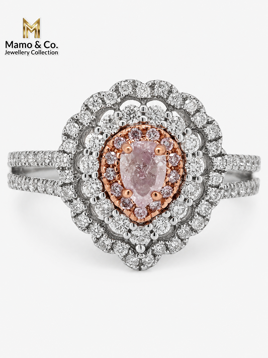 The Natural Fancy Light Pink Diamond Triple Halo Ring