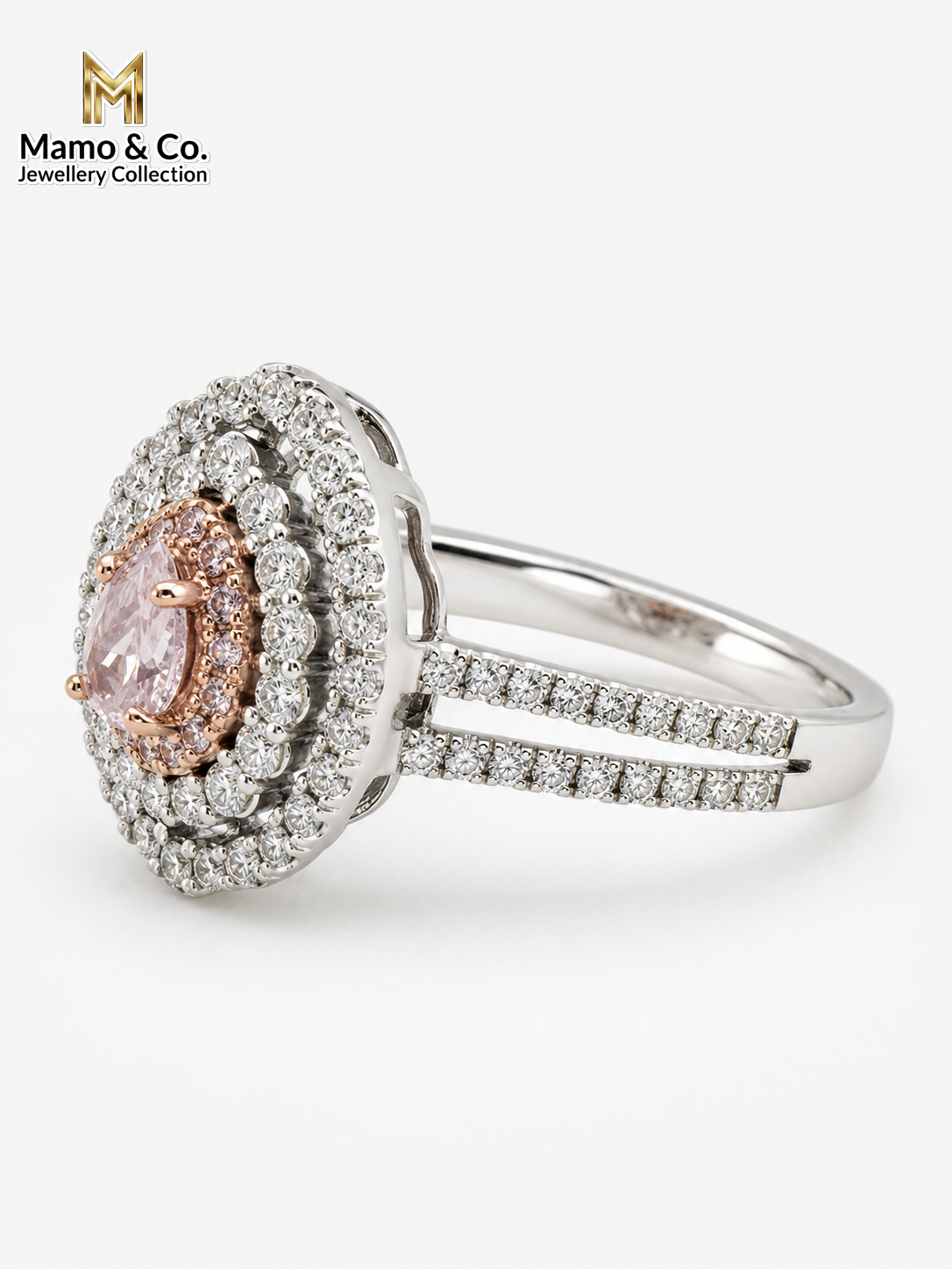 The Natural Fancy Light Pink Diamond Triple Halo Ring
