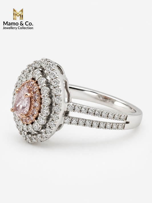 The Natural Fancy Light Pink Diamond Triple Halo Ring