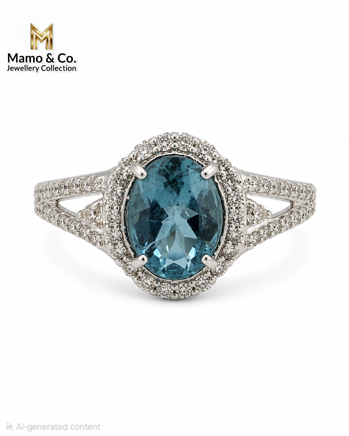 The Santa Maria Aquamarine Halo Ring